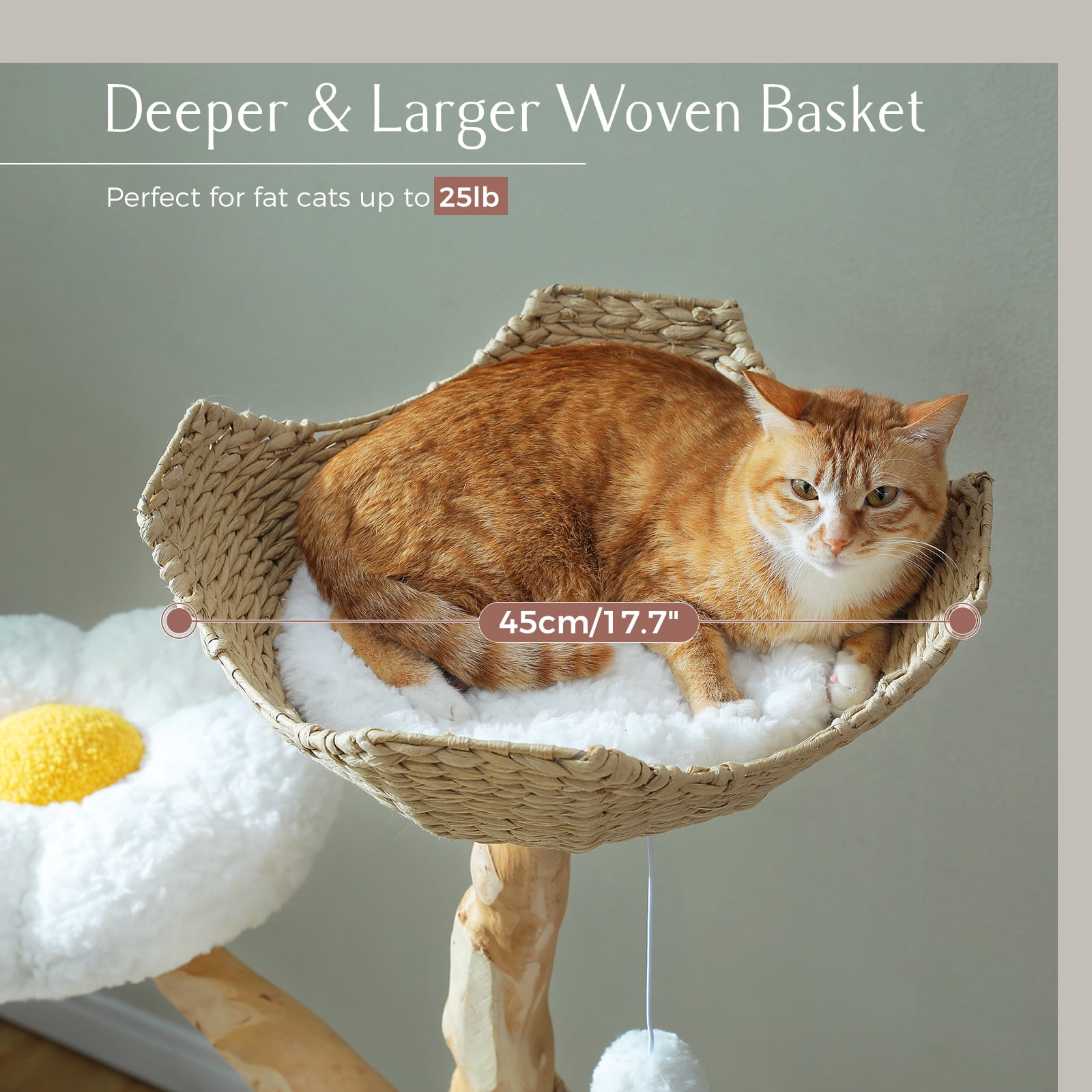 PAWZ Road 59" Modern Cat Tree Natural Branch Cat Tower Luxury Furniture with Scratching Posts for Large Cats, White