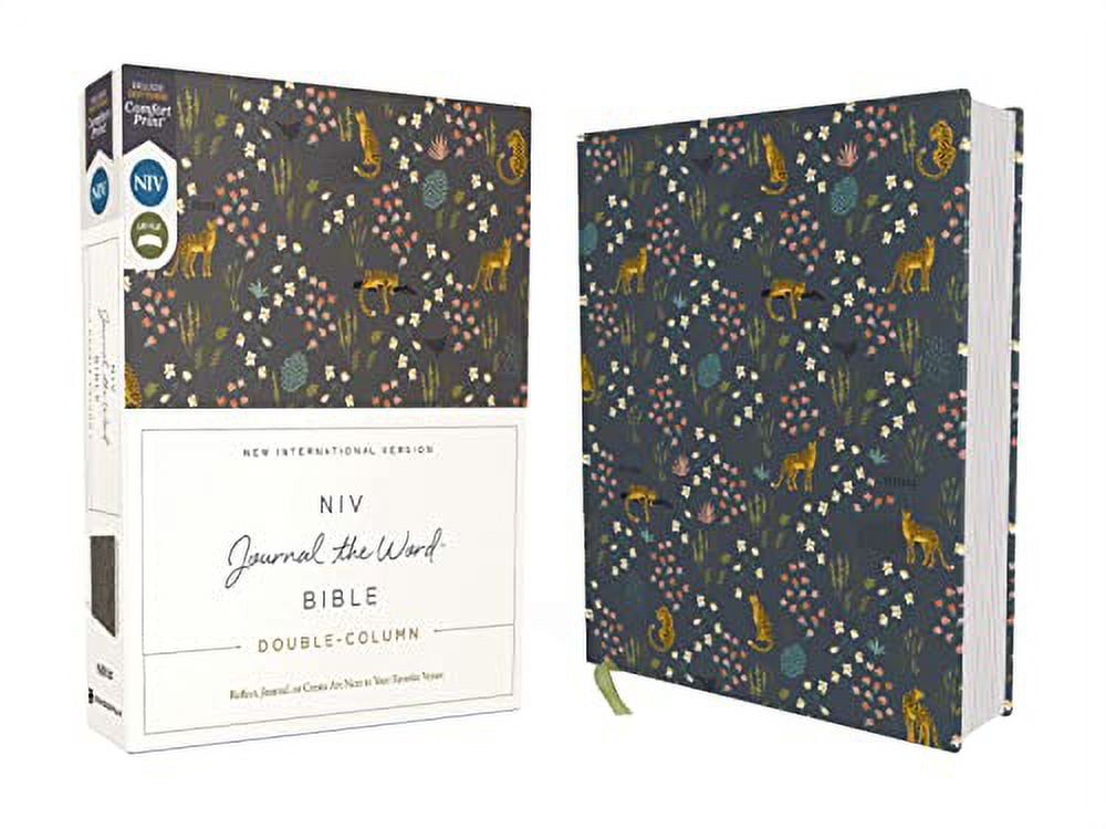 NIV Journal the Word Bible Niv, Journal the Word Bible (Perfect for Note-Taking), Double-Column, Cloth Over Board, Navy Floral, Red Letter, Comfort, (Hardcover)