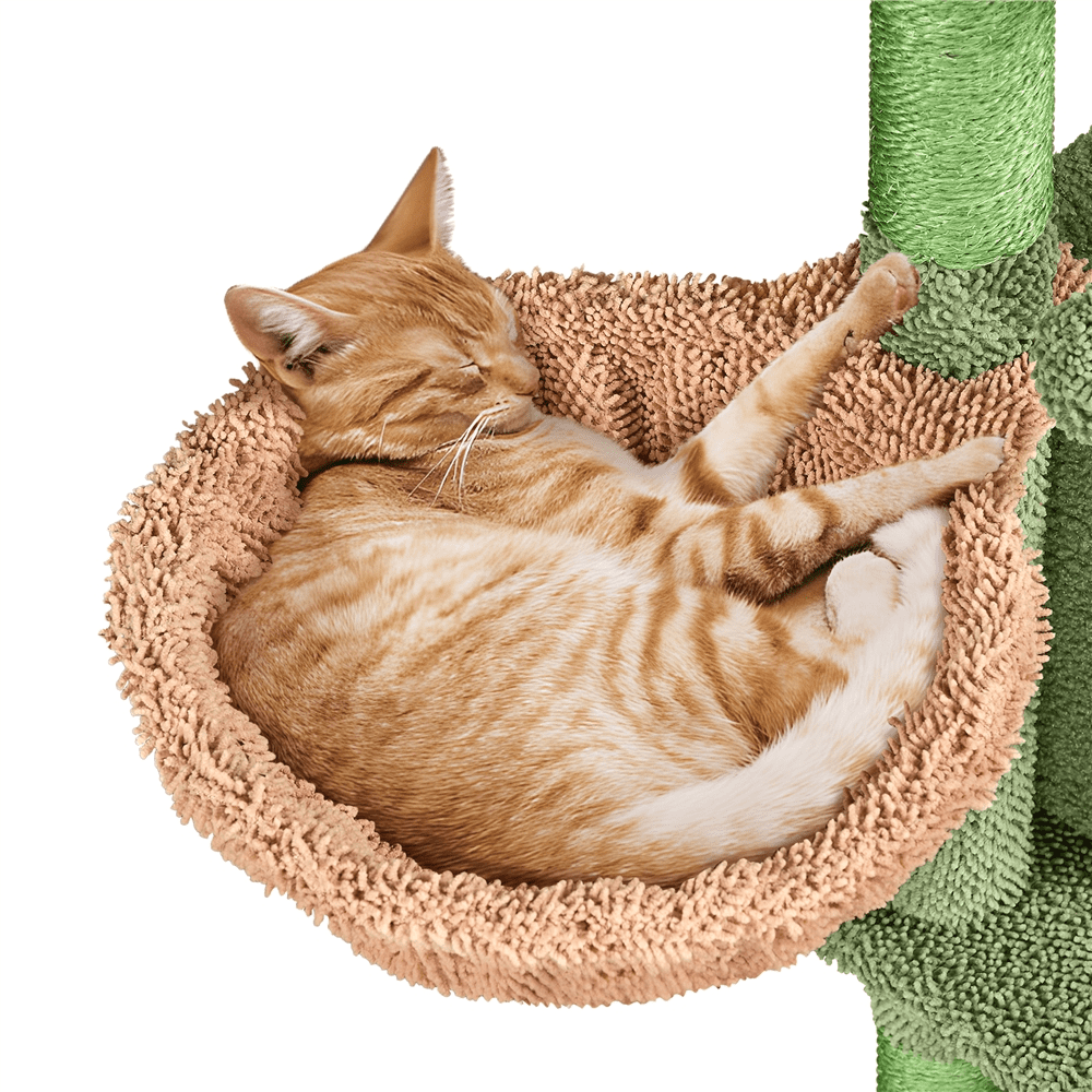 Alden Design 42" H Cactus Cat Tree Tower with Natural Sisal Scratching Posts, Green & Brown