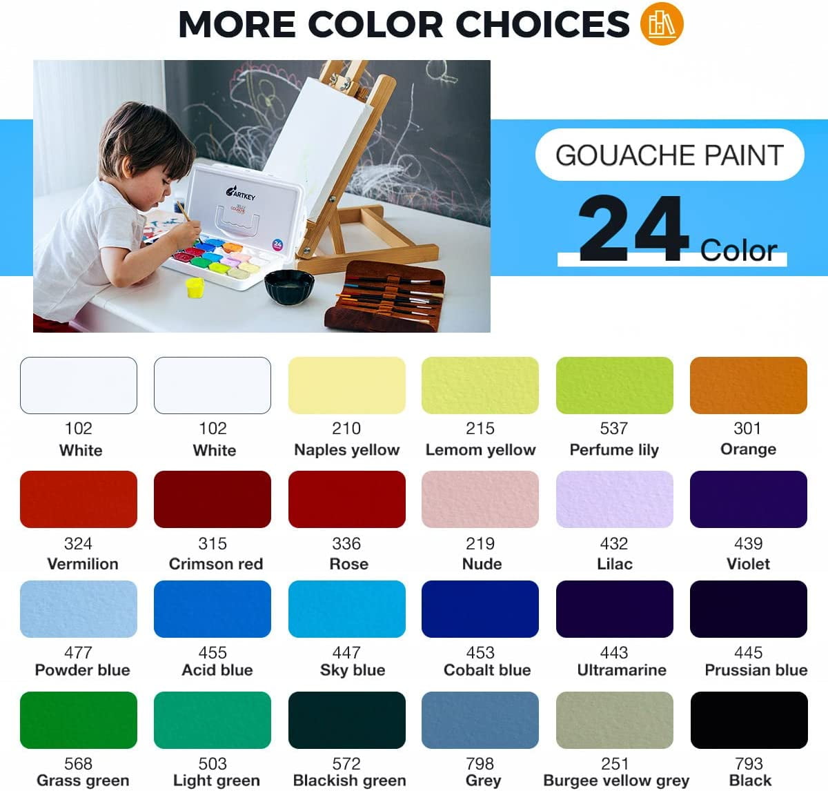 Artkey Watercolor Paint Set of 24 Colors (1.8-Ounce) for Adult, Toddlers, Kids 3+ Years Old