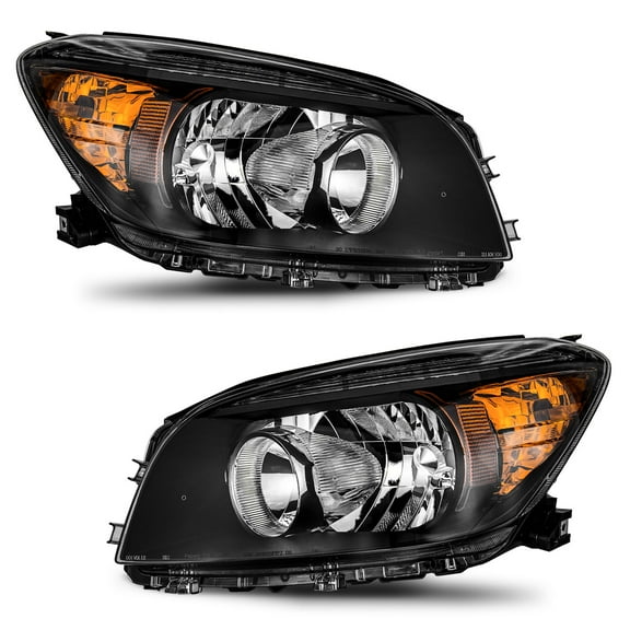 WEELMOTO for 2006-2008 Toyota RAV4 Headlights Replacement for 06 07 08 RAV4 Headlight Assembly Headlamp Pair Halogen Black Housing Amber Reflector