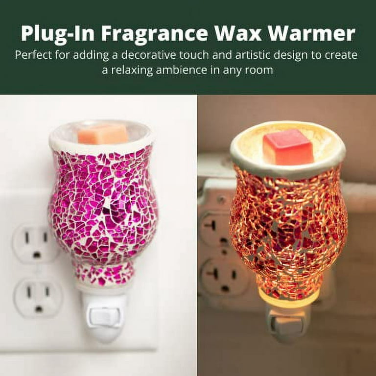 Dawhud Direct Mosaic Glass Plug-in Fragrance Wax Melt Warmers Pink  (Crackled Fuchsia) 
