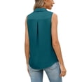 thumbnail image 6 of Husipze Womens Silk Satin Sleeveless Button Down Shirts Blouses Solid Casual Loose V Neck Classic Tank Tops for Work Office Green XXL, 6 of 6