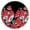 Red Mushroom Line, variant on Colorful Mushroom Forest Black Pattern Round Fitted Tablecloth with Elastic Edge,Dining Table Cover Waterproof,Outdoor Round Tablecloth for Camping,Dining,Indoor and Outdoor