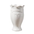 thumbnail image 2 of Jarrón de cerámica blanca con relieve minimalista, moderno y decorativo, con boca ondulada, para oficina, estante, mesa de comedor, centro de mesa., 2 of 8