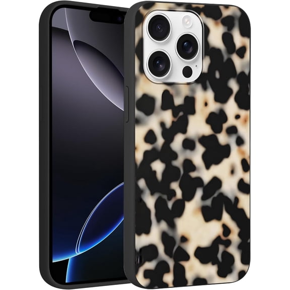 Cute Tortoise Shell Phone Case for iPhone 16 Pro Case 6.3", Aesthetic Cool Cheetah Print Pattern Shockproof Anti-Scratch Slim Flexible Silicone Black Funda Cover for Women Girls Men, 02