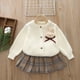 thumbnail image 4 of Conjunto de 2 piezas de suéter rojo de conejo para niñas, falda a cuadros JK, vestidos de fiesta de Navidad, ropa para niños de 1 a 6 años, trajes casuales, 4 of 5