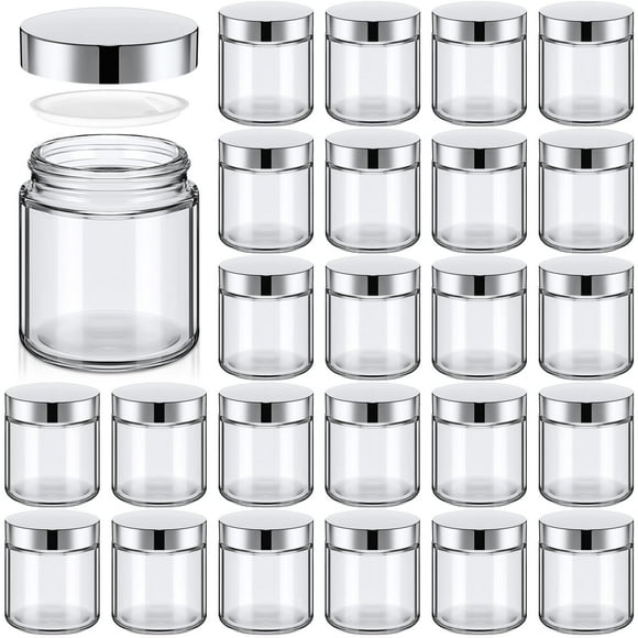 Frascos de vidrio Norme de 4 oz/120 ml con tapas redondas a prueba de fugas, 24 unidades