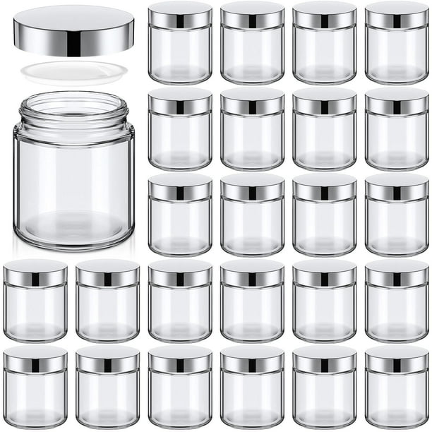 Frascos de vidrio Norme de 4 oz/120 ml con tapas redondas a prueba de fugas, 24 unidades