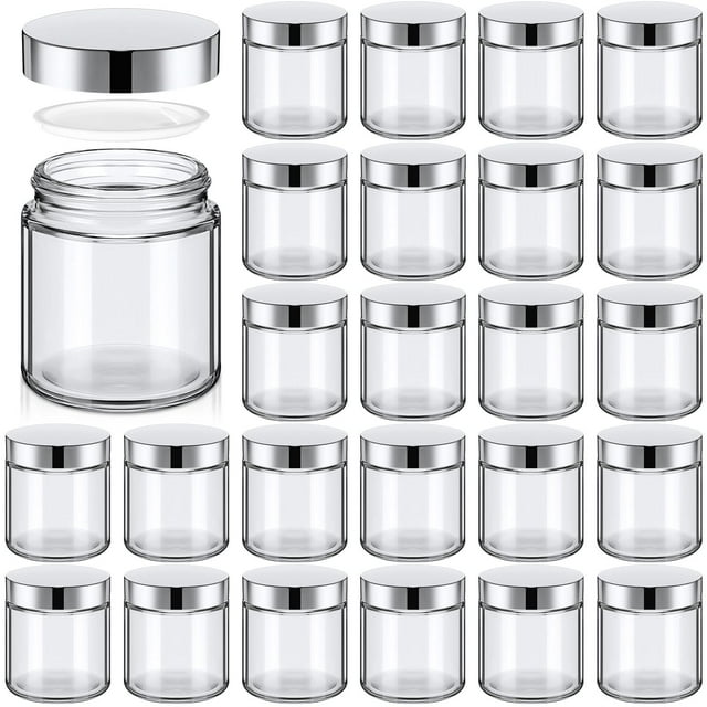 Frascos de vidrio Norme de 4 oz/120 ml con tapas redondas a prueba de fugas, 24 unidades