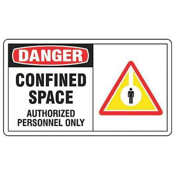 Safety Label, 3 1/2 in H x 5 in W, Vinyl, Horizontal Rectangle