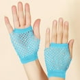 thumbnail image 3 of Hontri Gloves Mittens on Sale, Mesh Short Gloves Party Punk Half Finger Mesh Stretch Colored Diamond Gloves 1 Pair of Gloves Sky Blue, 3 of 3