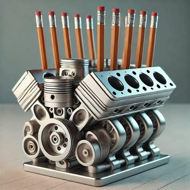 Tyidzon Pen With V8 Engine Engine Block Desk Organizer Pen And Pencil V8 Engine Block Style Holders Desk Decor Mechanic