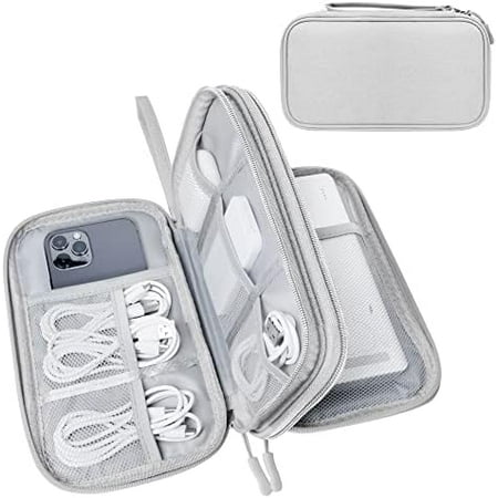 Electronics Organizer Travel Case Electronic Accessories Storage Bag Portable Waterproof Cable Organizer Bag Travel Cord Organizer Bag for Small Charging Cord Storage Cables SD Card-Grey