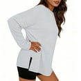 thumbnail image 4 of YTCAMLO Oversized Womens Long Sleeve Shirts Casual Fashion Side Split Gym Workout Tops Loose Fit T Shirts Crewneck Basic Y2k Tees, Gray XL, 4 of 6