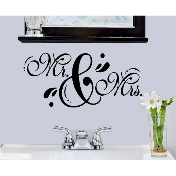 Mr. & Mrs. Wall or Window Decal: 5" x 13" (Black)