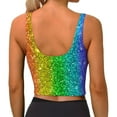 thumbnail image 3 of Vsdgher Glitter Rainbow Print Women Sleeveless Athletic Tank Top Built-in Bra Camisole Sports Vest for Yoga Running Fitness Exercise with Removable Pads, 3 of 8