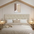 thumbnail image 3 of VECELO King Upholstered Headboard, Mid-Rise Diamond Tufted Adjustable Headboard from 39.8" to 49.8", Easy Assembly, Beige, 3 of 10