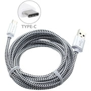 Sprint LG G6 White Durable Braided 6ft Long Type-C Cable Rapid Charger Sync USB Wire Y1O