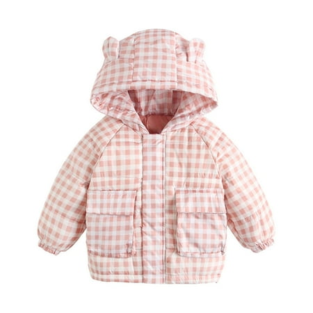 

Honeeladyy Winter Coats Autumn Winter Baby Boys Girls Hooded Lattice Cotton Jacket Pink Sales Online