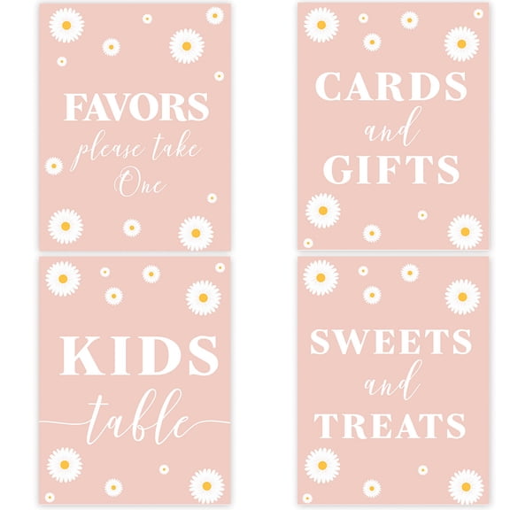 Koyal Wholesale Retro Daisy Birthday Party Sign Bundle Set, For Kids Party Decor, 8.5 x 11", 4-Pk, Unframed