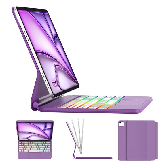 Funda con teclado BORIYUAN Magic para iPad Air de 11 pulgadas, color morado