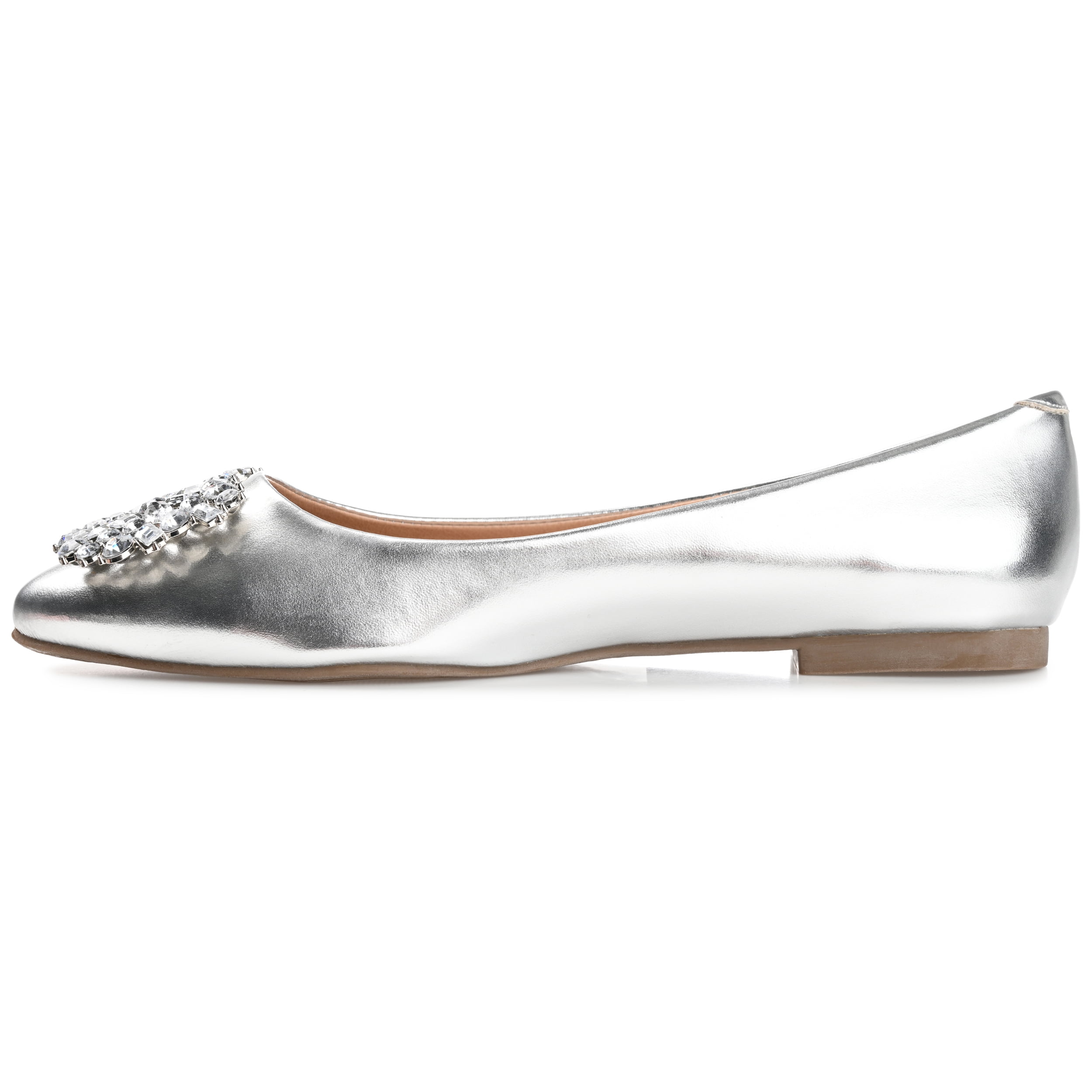 Journee Women's Renzo Pointed Toe Ballet Dress Flat with Jeweled Brooch, Widths Available