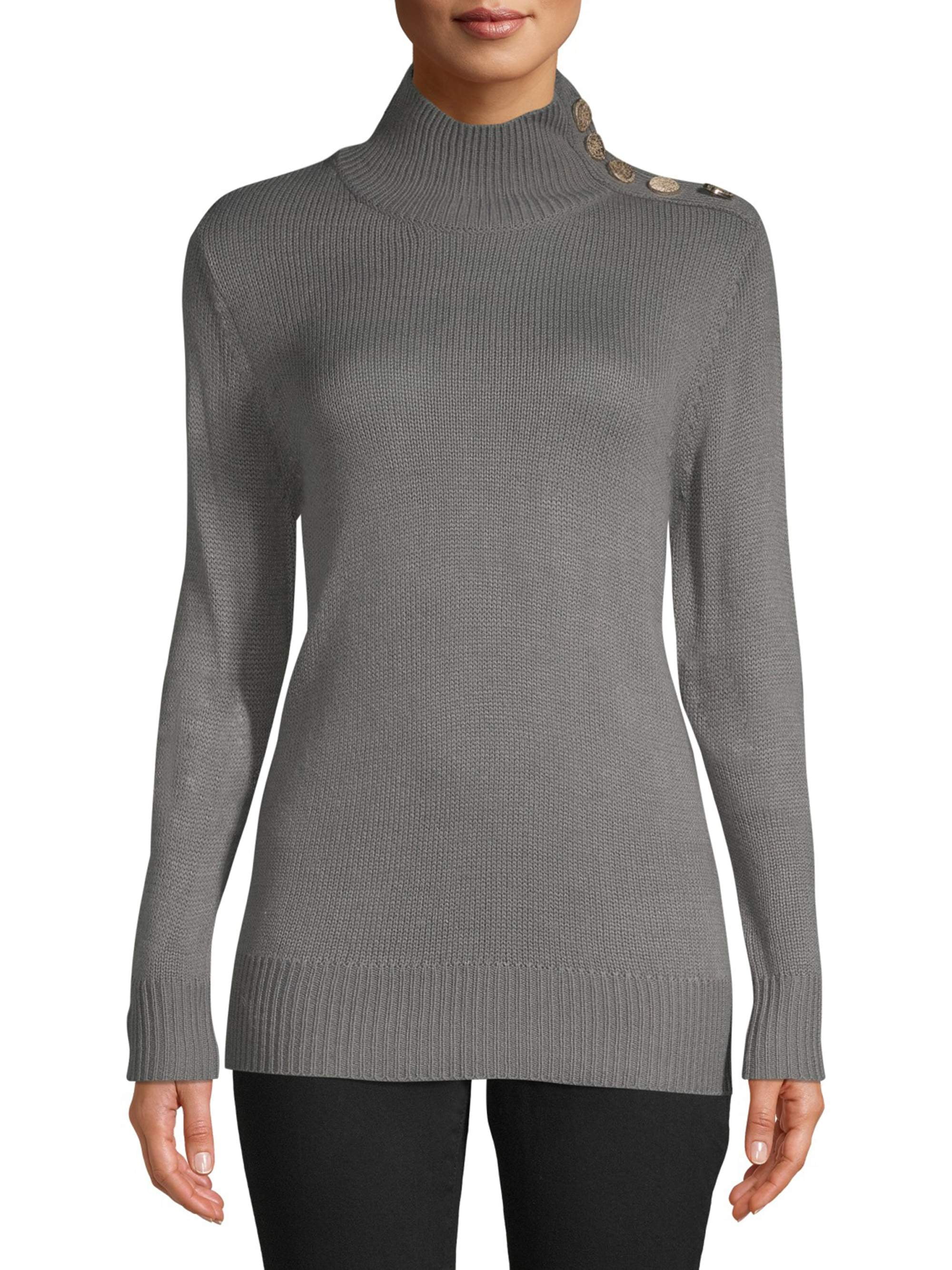 women's gray mock turtleneck