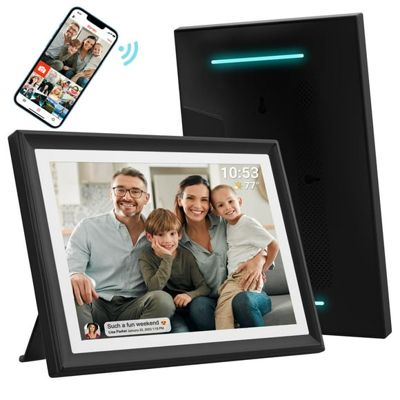 32Gb Frameo Marco de fotos digital Wifi de 10,1 pulgadas con luz LED Pantalla táctil Lcd Ips HD de 1280X800 Rotación automática vertical y horizontal Almacenamiento de 32Gb Comparta momentos al instan