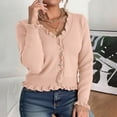 thumbnail image 2 of Long Sleeve Ribbed Knit Cardigan Sweater Solid Color Fringe Edge Casual Open Front Outfit Comfortable Soft Yarn Cardigan Sweaters for Women, 2 of 2