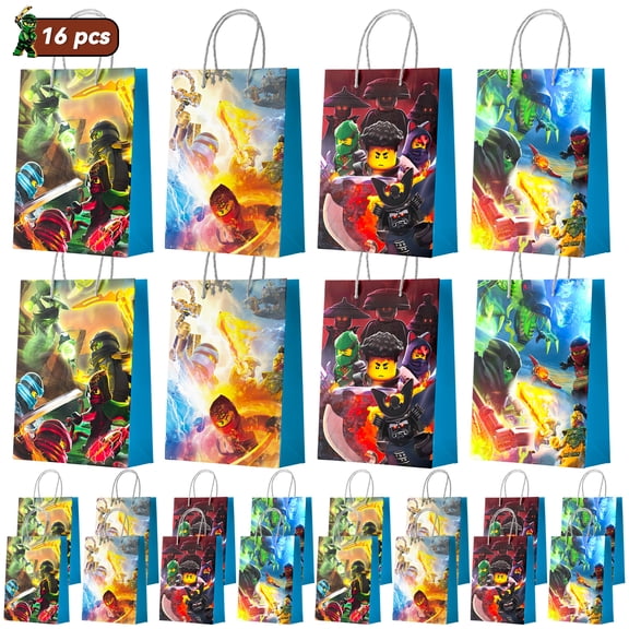 Ninja Favor Bags - 16 Pcs Ninja Party Bags, Ninja Birthday Favor Bags, Ninja Candy Bags for Boys/Girls Kids Ninja Theme Birthday Party Decoration Supplies
