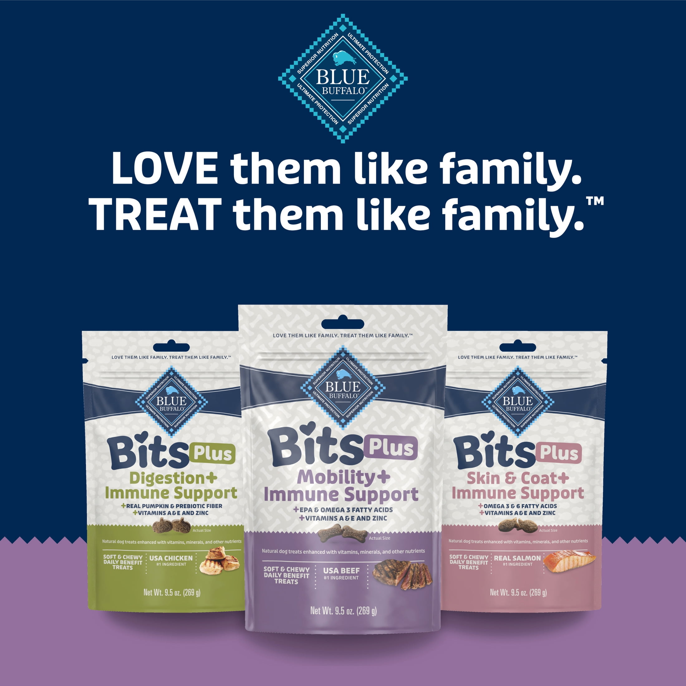 Blue Buffalo BLUE Bits Plus Mobility and Immune Support Daily Benefit Dog Treats, Soft & Chewy Beef Morsels, 9.5-oz. Bag
