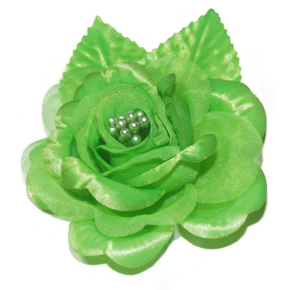 12 Silk Roses Wedding Favor Flower Corsage Pick - Apple Green