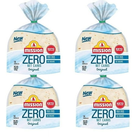 Mission Original Tortillas - 0g Net Carbs - Keto Certified - 4.5" Street Taco - 14 Count, 8.89 oz. - Low Carb - 4 Pack