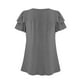thumbnail image 5 of Camisetas Casuales de Manga Corta de las Mujeres con Cuello en V, Cuello Redondo, Color Sólido Blusa Ligera de Poliéster, 5 of 7