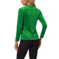 thumbnail image 3 of INSPIRE CHIC Blouse en Velours Col en V Manches Longues pour Femmes m Vert, 3 of 6