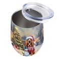 thumbnail image 3 of Merry Christmas Woofmas Xmas Noel Bloodhound Santa Snowman 12oz Stainless Steel Wine Tumbler Insulated Cup with Lid Dog Lover - 13016, 3 of 5