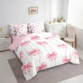 thumbnail image 3 of Manfei Cartoon Bowknot Bedding Comforter Set 7-Piece,Ribbon Bowtie Bow King Bedding Sets,Pink White Bed Sheets For Girls,Microfiber Bedroom Decor Reversible, 3 of 8