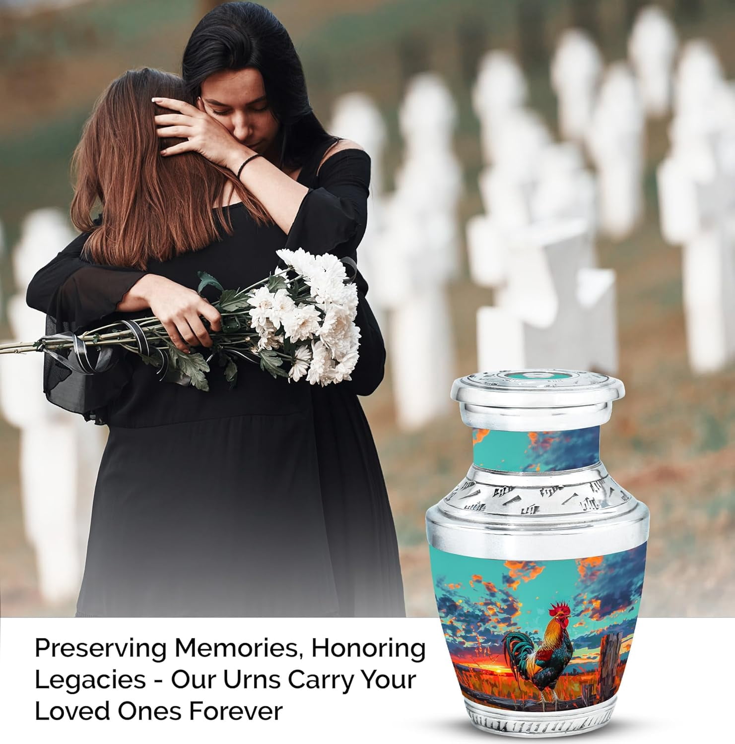 Rooster Urn - Burial Urns for Human Ashes - Urns for Adult Mom & Dad - Burial Urns for Cremated Remains - Miniature Urns for Human Ashes - Small urns for Human Ashes Keepsake (Size - 3inch, 1Pcs)