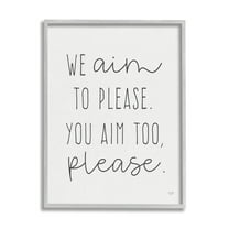 Stupell Aim To Please Funny Bathroom Phrase Typography Painting Gray Framed Art Print Wall Art