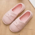 thumbnail image 2 of Women Autumn Winter Closed Toe Closed Back House Slippers Striped Soft Fabric Non Slip Flat Cushioned Indoor Footwear for Bedroom Housework Daily Homewear Pink 8.5-9(XL), 2 of 9