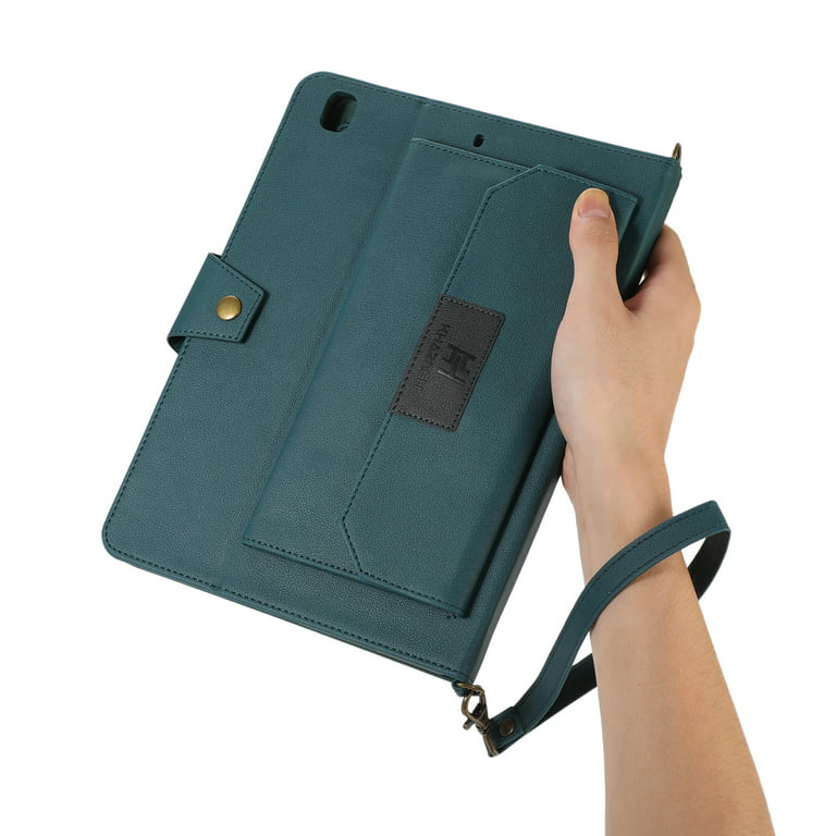 Leather card holder with shoulder strap
