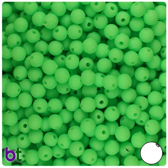 BeadTin Lime Matte  6mm Round Plastic Beads (500pcs)