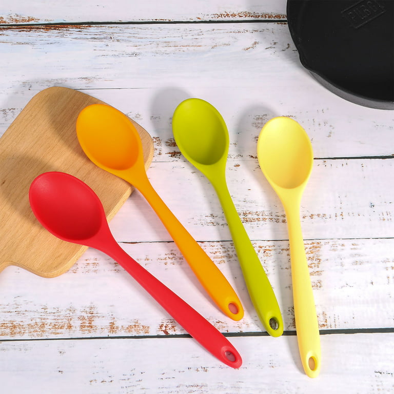 Pack of 2 Large Silicone Cooking Spoons,Non Stick Solid Basting  Spoon,Heat-Resistant Kitchen Utensils for Mixing,Serving,Draining,Stirring  (BLACK)