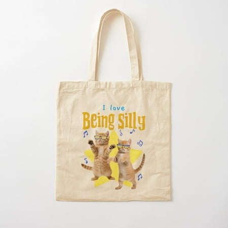 I Love Being Silly Funny Cat T-Shirt Cotton Tote Bag Canvas Tote Bag  Family Gift For Mother  Her