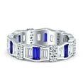 thumbnail image 3 of Full Eternity Band Baguette Ring Blue Sapphire CZ 925 Sterling Silver Size 8, 3 of 6