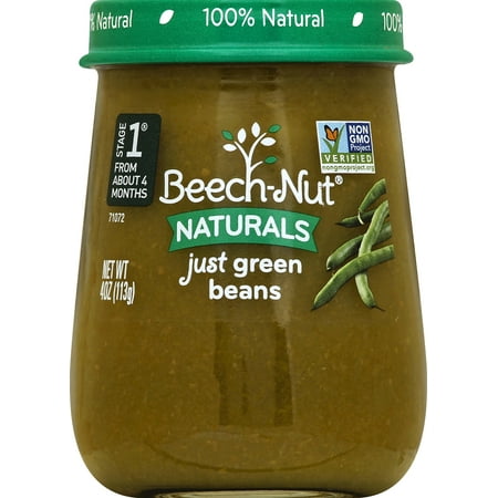 (10 Pack) Beech-Nut Naturals Just Green Beans Stage 1 Baby Food, 4.0 oz