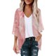 thumbnail image 2 of ICHUANYI Clearance Women's Summer Floral Print Puff Sleeve Cardigan Loose Cover Up Casual Blouse Summer Trendy Tops(Pink, XL) ICHUANYI WER2023080707245, 2 of 4