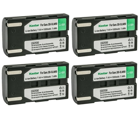 Image of Kastar SB-LSM80 attery 4-Pack Replacement for Samsung SC-D355 SC-D357 SC-D362 SC-D363 SC-D364 SC-D365 SC-D366 SC-D371 SC-D372 SC-D375 SC-D453 SC-D455 SC-D457 SC-D557 SC-D653 Camera