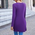 thumbnail image 4 of Women`s Exquisite Light Smooth Round Collar Button Tape Solid Color Long Sleeve Polyester Top(Purple,M), 4 of 4